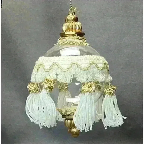 Dillard's Trimmings Christmas Ornament Blown Glass 3" Ball Ornament with Tassels - Picture 2 of 6